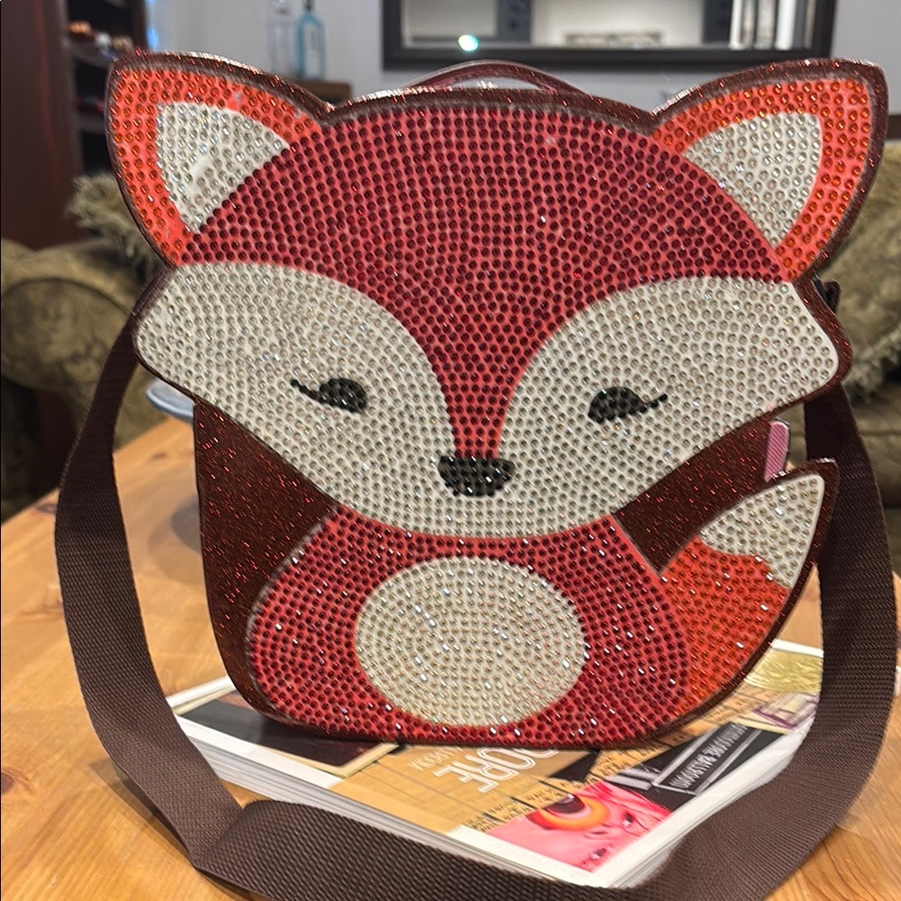 Pop Fox Rhinestone Cosmetic Case